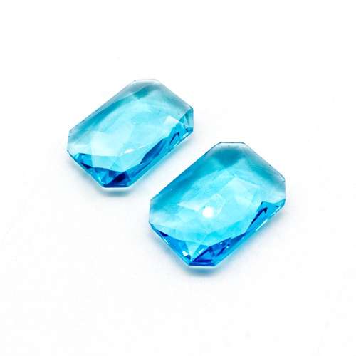 Glass Cyan Large Rectangle 27x19mm