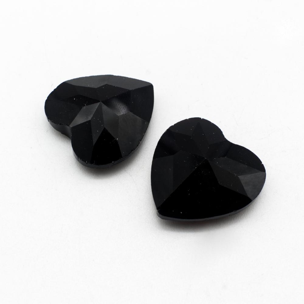 Glass Black Large Heart 27mm