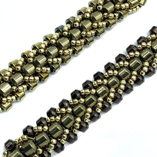 Hematite Flat Spiral Bracelet gold makes 2 bracelet making kit — DIY set with beads and instructions for creating handmade jewelry