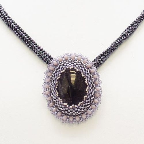 Encased Gemstone Cabochon Kit amethyst jewelry making kit — DIY set with beads and instructions for creating handmade jewelry