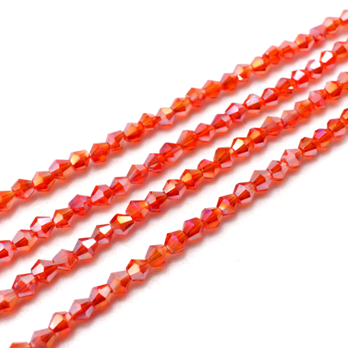 3mm crystal bicone beads red shimmer — faceted for jewelry making and beadwork