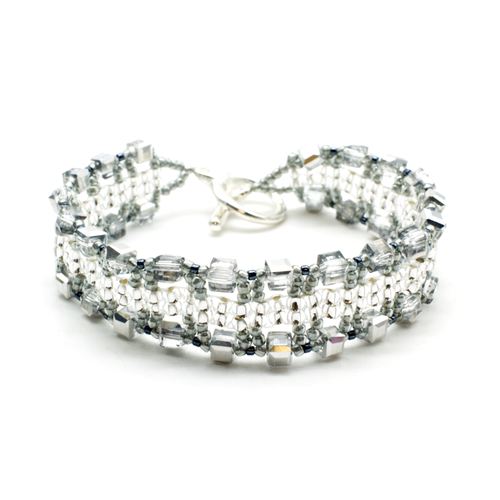 Brenda's Cube Bracelet Kit Makes 2 half silver bracelet making kit — DIY set with beads and instructions for creating handmade jewelry