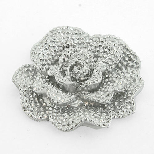 Resin Sparkle Rose Flower 42mm - Silver