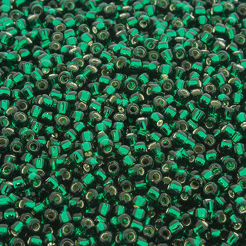 Toho Size 11 Seed Beads 10g - Silver Lined Green Emerald