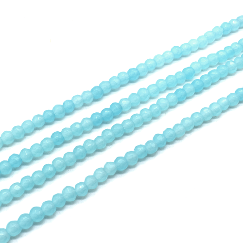 Glass Beads Facet Round 6mm - Cyan