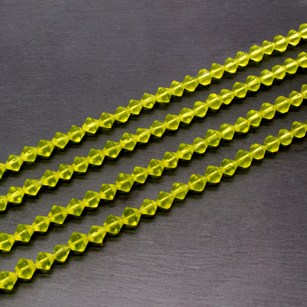 Glass Bicone beads 6mm - Lime