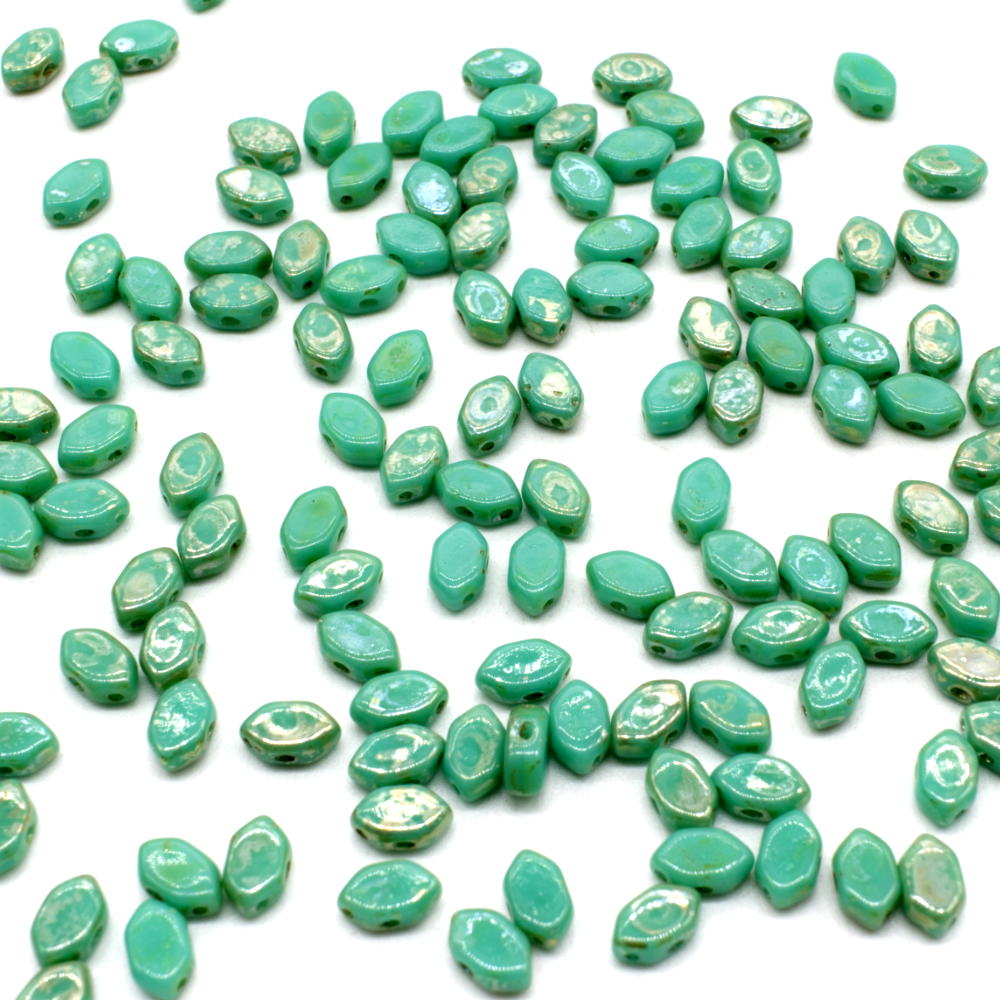 Paros Puca Beads - Opq Green Turquoise Picasso