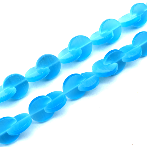 Cats Eye Pacman Beads - Sky Blue 14mm 40pcs