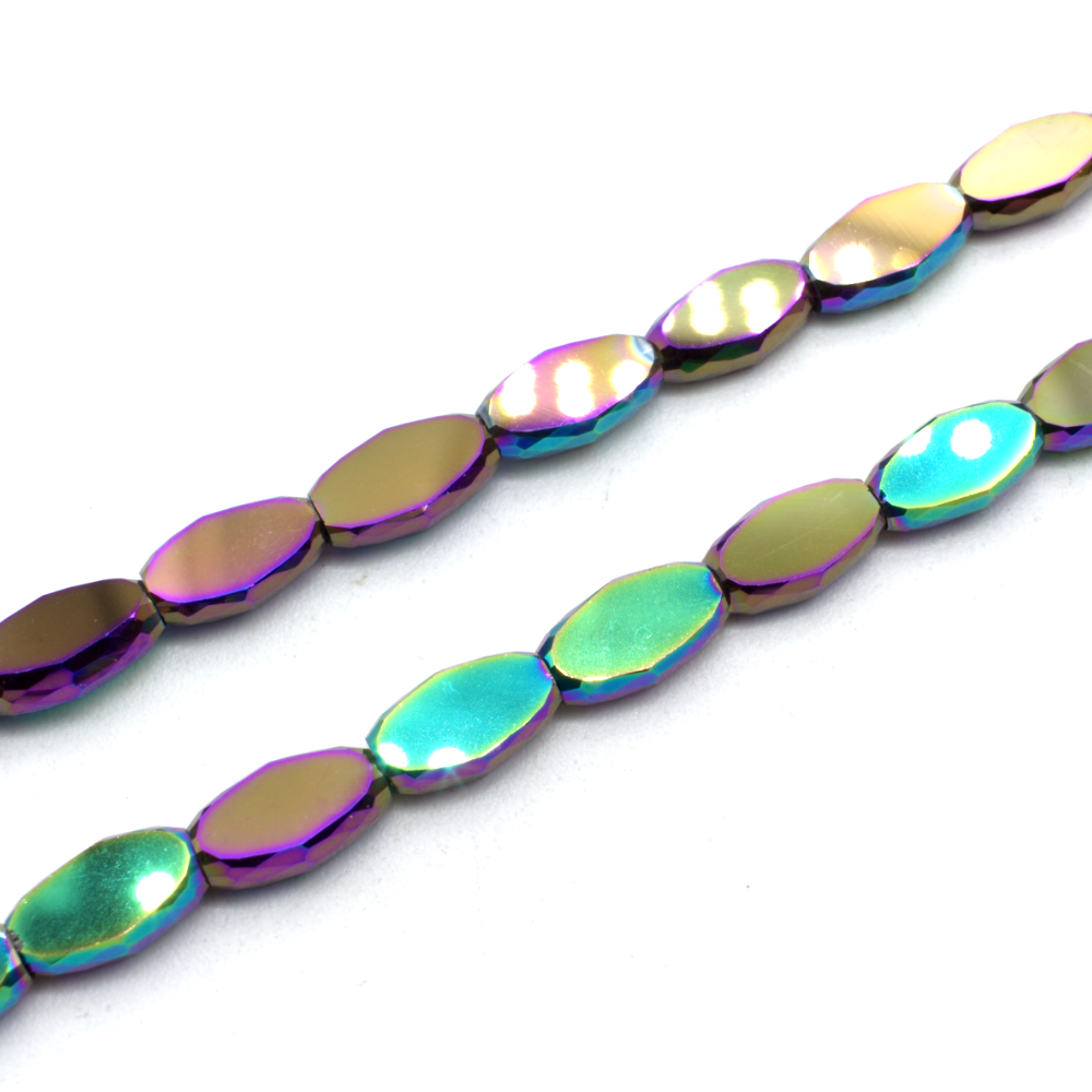 Crystal flat facet oval 10x5mm - Green Purple