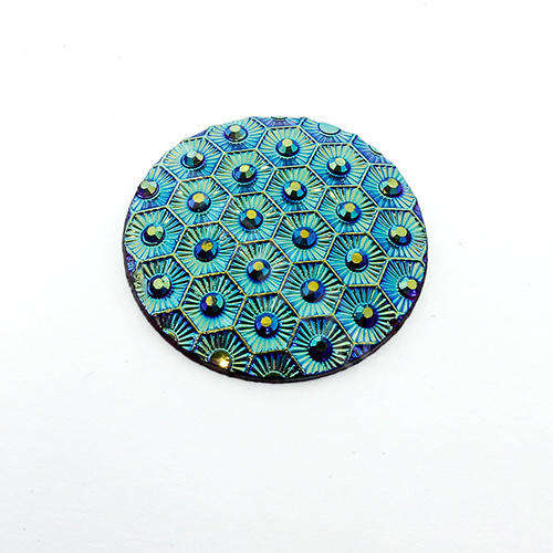 Acrylic Cabochon 30mm Disc - Honeycomb Iris Red