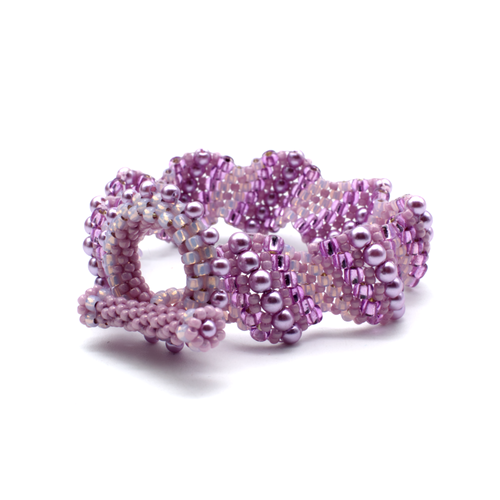 Flat Cellini Toggle lilac jewelry making kit — DIY set with beads and instructions for creating handmade jewelry