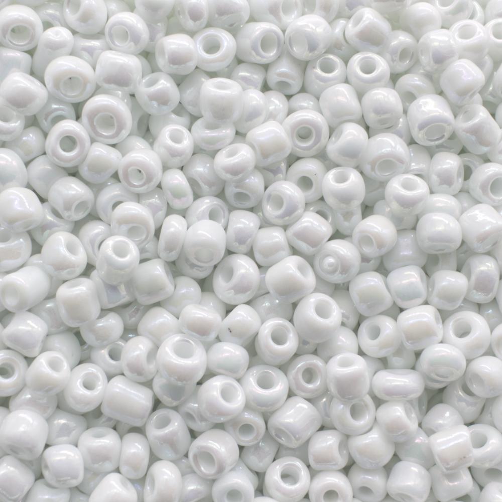 Seed Beads Opaque Rainbow  White - Size 6 100g