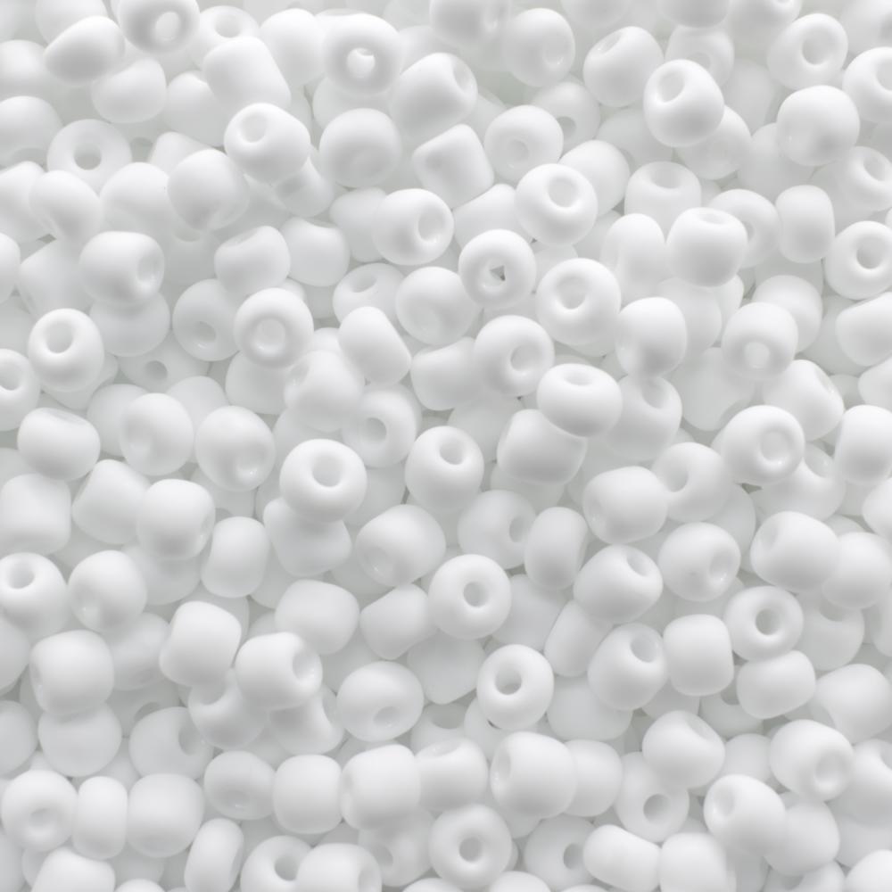 Seed Beads Opaque Frosted White - Size 6 100g