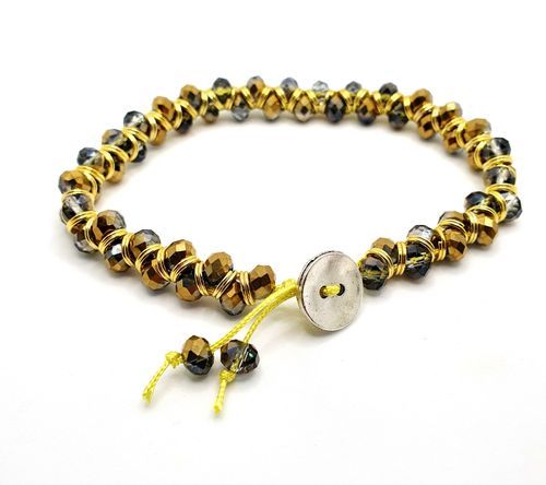 Criss Cross Black & Yellow Gold jewelry making kit — DIY set with beads and instructions for creating handmade jewelry