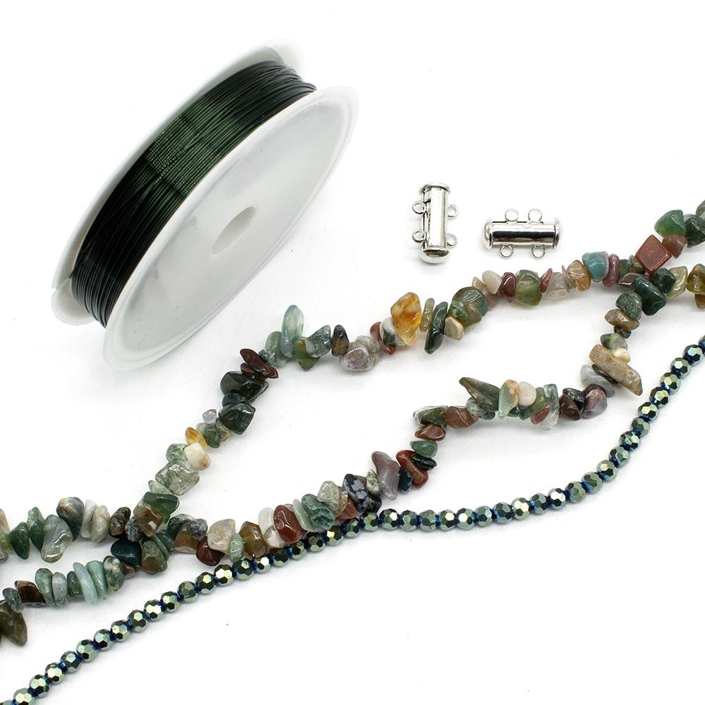Wire Cuff Bracelets indian agate bracelet making kit — DIY set with beads and instructions for creating handmade jewelry