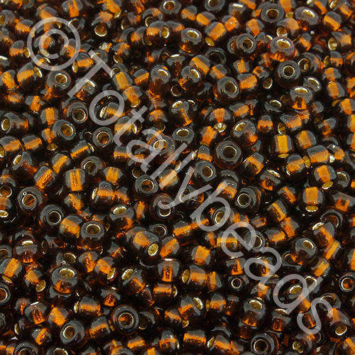 Seed Beads Silver Lined  Brown - Size 8 100g