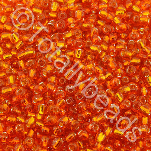 Seed Beads Silver Lined  Orange - Size 8 100g