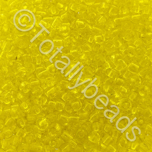Seed Beads Transparent  Yellow - Size 8 100g