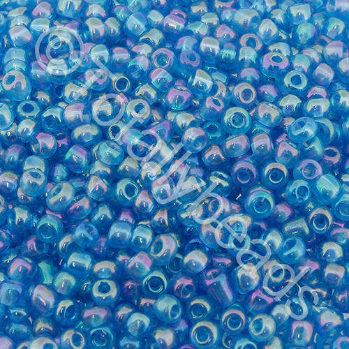 Seed Beads Transparent Rainbow  Turquoise - Size 8 100g