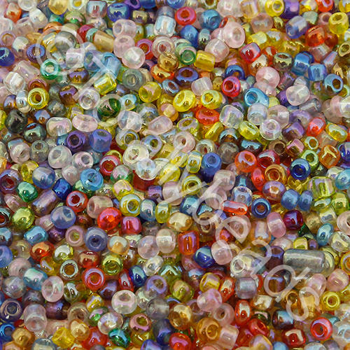 Seed Beads Transparent Rainbow  Mixed - Size 11 100g