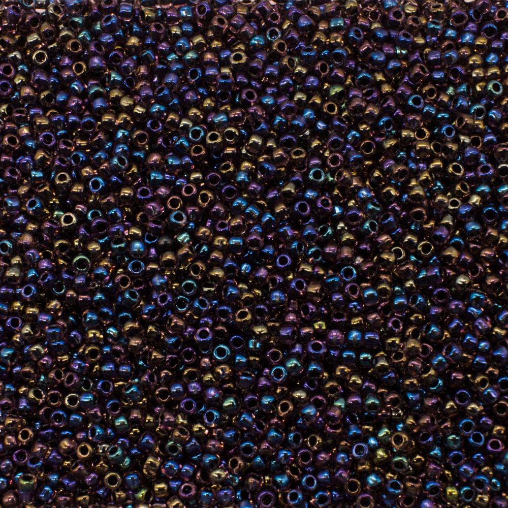 Toho Size 11 Seed Beads 10g - Inside-Color Luster Lt Amethyst/Jet-Lined