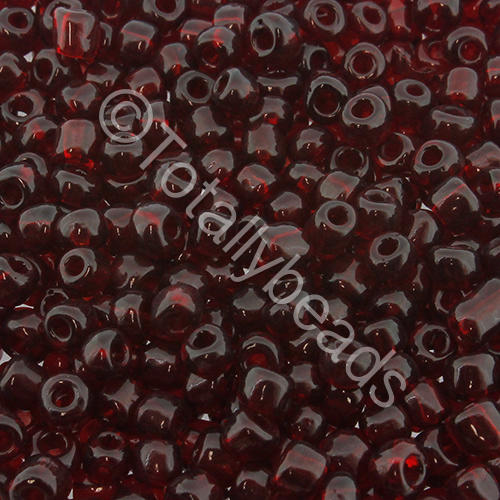 Seed Beads Transparent  Dark Red - Size 6 100g