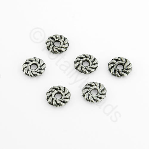 Antique Silver Bead - Roped Bead 6mm 25pcs