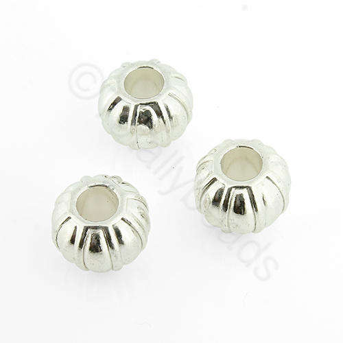 Silver Round - 11x9mm - Large Hole 6pcs