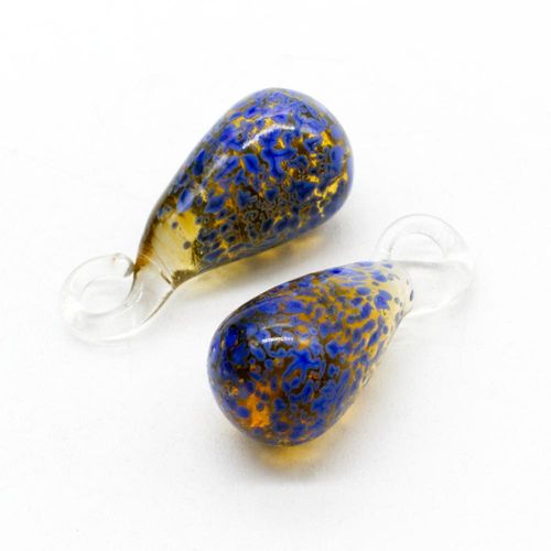Brown Spotted Lampwork Teardrop Pendant 1pc