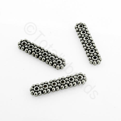 Antique Silver Spacer Bar 20mm - 6 Hole Daisy 15pcs