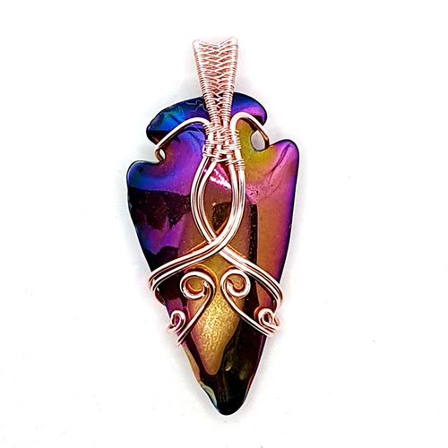 Flint Arrow Pendant rose rainbow jewelry making kit — DIY set with beads and instructions for creating handmade jewelry