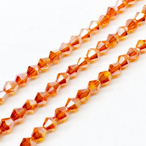 6mm crystal bicone beads orange ab — AB finish, faceted for jewelry making and beadwork