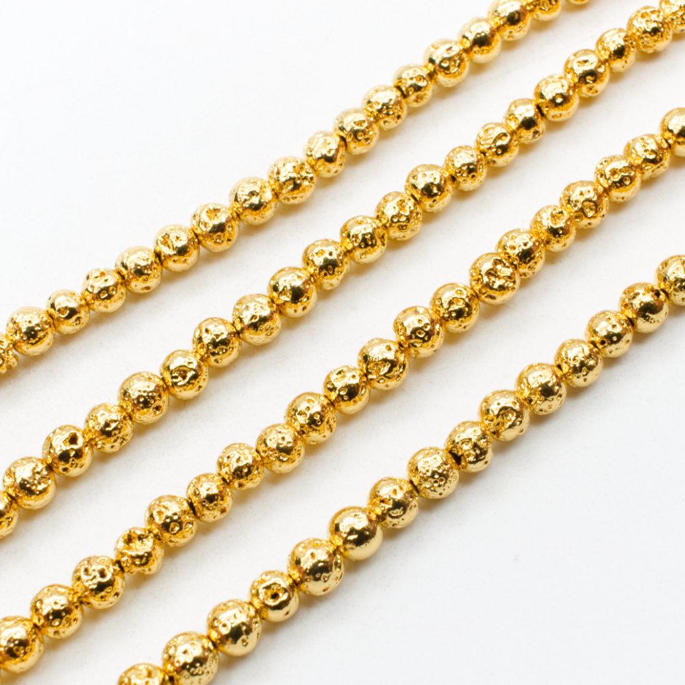 Lava Beads Gold - 4mm