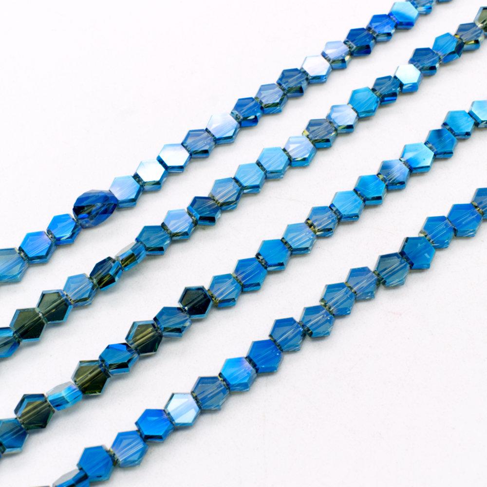 Crystal Hexagon Beads 6mm 90pcs - Electric Blue