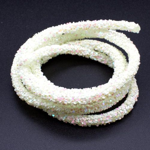Glitter Tube 70cm   Lemon Chiffon 5mm for jewellery making