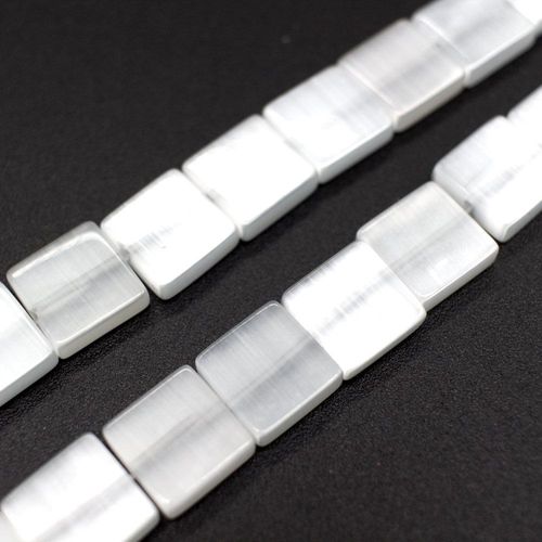 Cats Eye Beads 12mm Squares   White for jewellery making