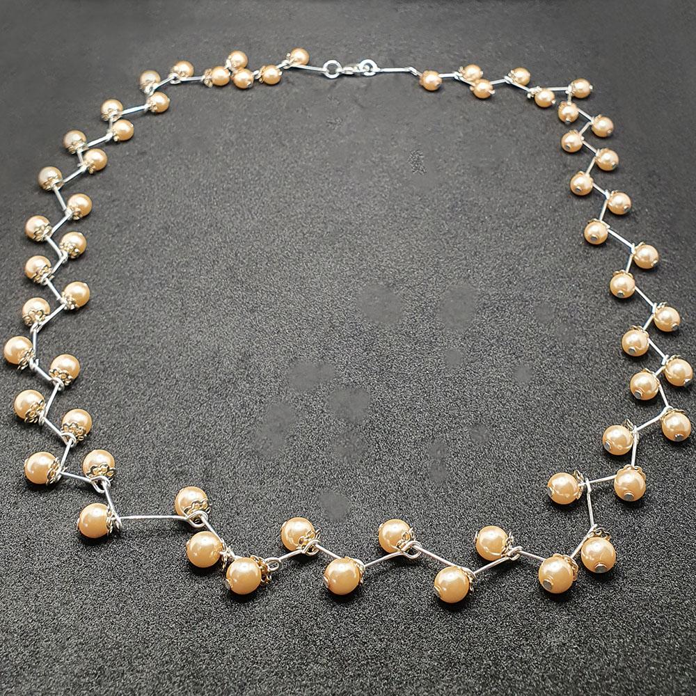 Glass Pearl Vine Necklace pale gold necklace making kit — DIY set with beads and instructions for creating handmade jewelry