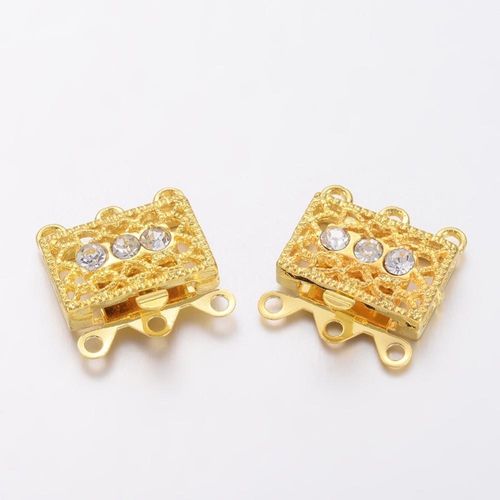 Filigree Crystal Box Clasp 19x14 Gold colour 17 x 18mm for jewellery making