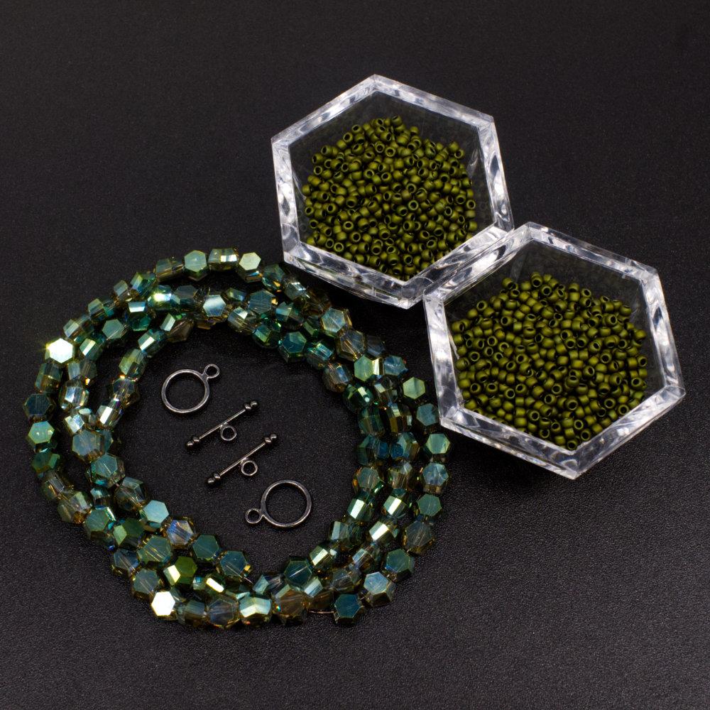 BC WK24   Double Wrap Herringbone   Olive 6mm 10pcs for jewellery making