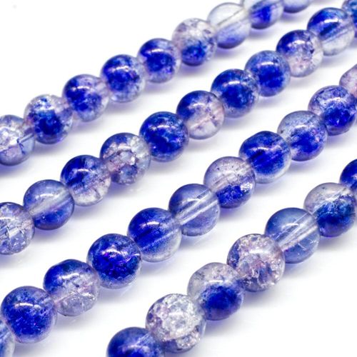 Crackle Beads Round 6mm   Clear Blue 65pcs for jewellery making