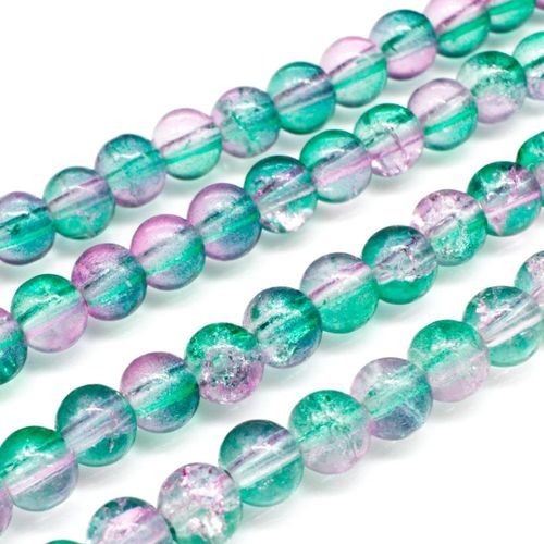 Crackle Beads Round 6mm   Pink Green 65pcs for jewellery making