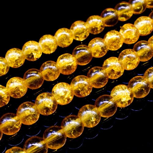 Crackle Beads Round 6mm   Golden Yellow 65pcs for jewellery making
