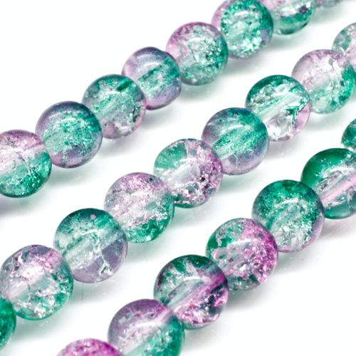 Crackle Beads Round 8mm   Pink Green 50pcs for jewellery making