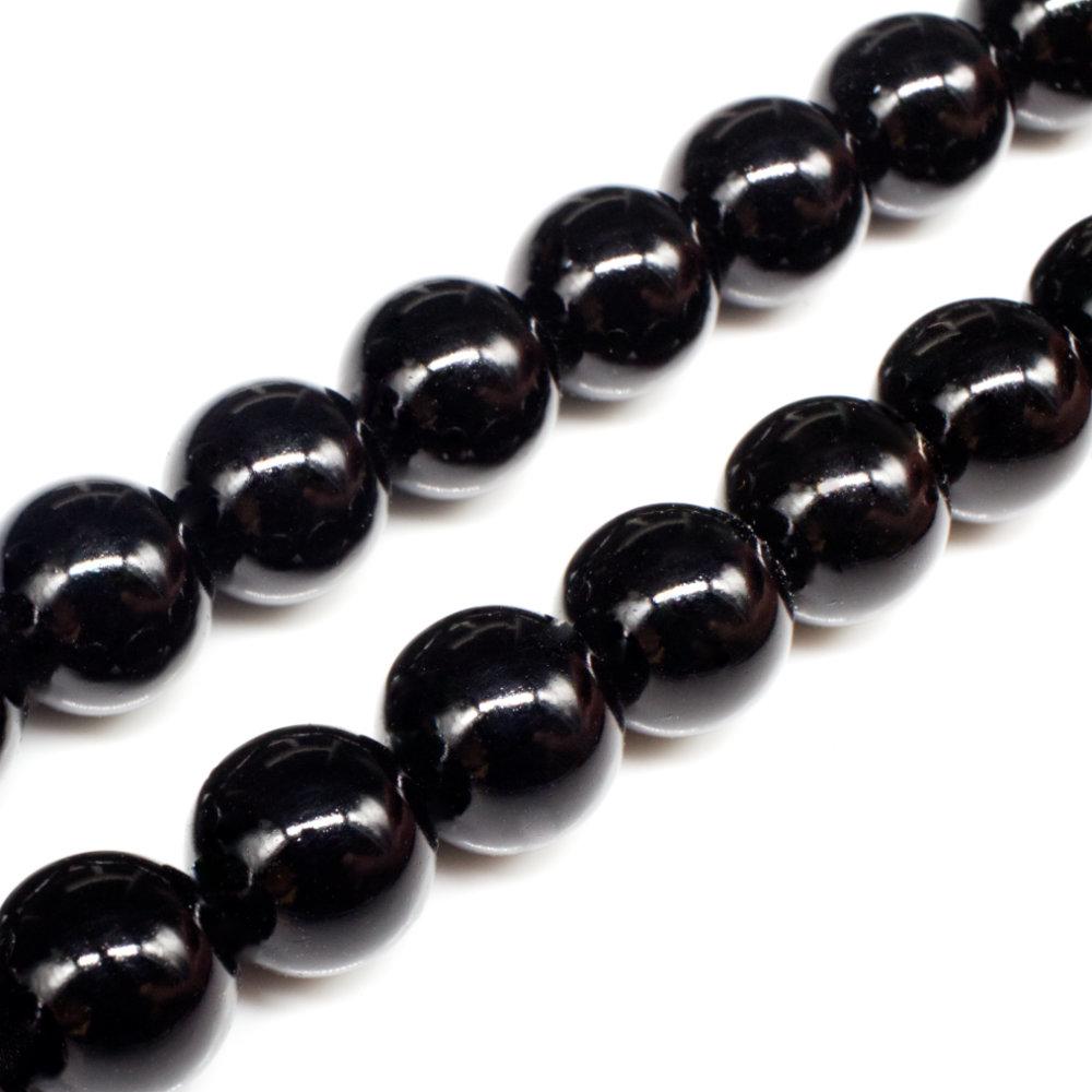 Glass Pearl Round Beads 12mm - Black