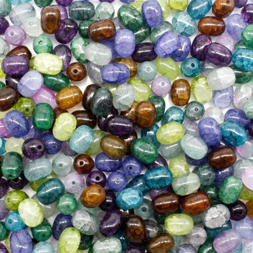 Cracked Earth Glass Beads Oval 10x15mm Mixed 20pcs for jewellery making