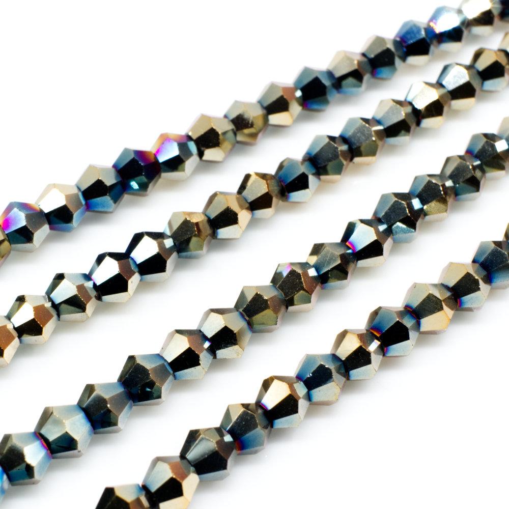 Premium Crystal 4mm Bicone Beads - Gold Iris