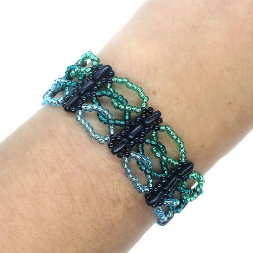 Beaded Bar Chain Bracelets turquois blue bracelet making kit — DIY set with beads and instructions for creating handmade jewelry