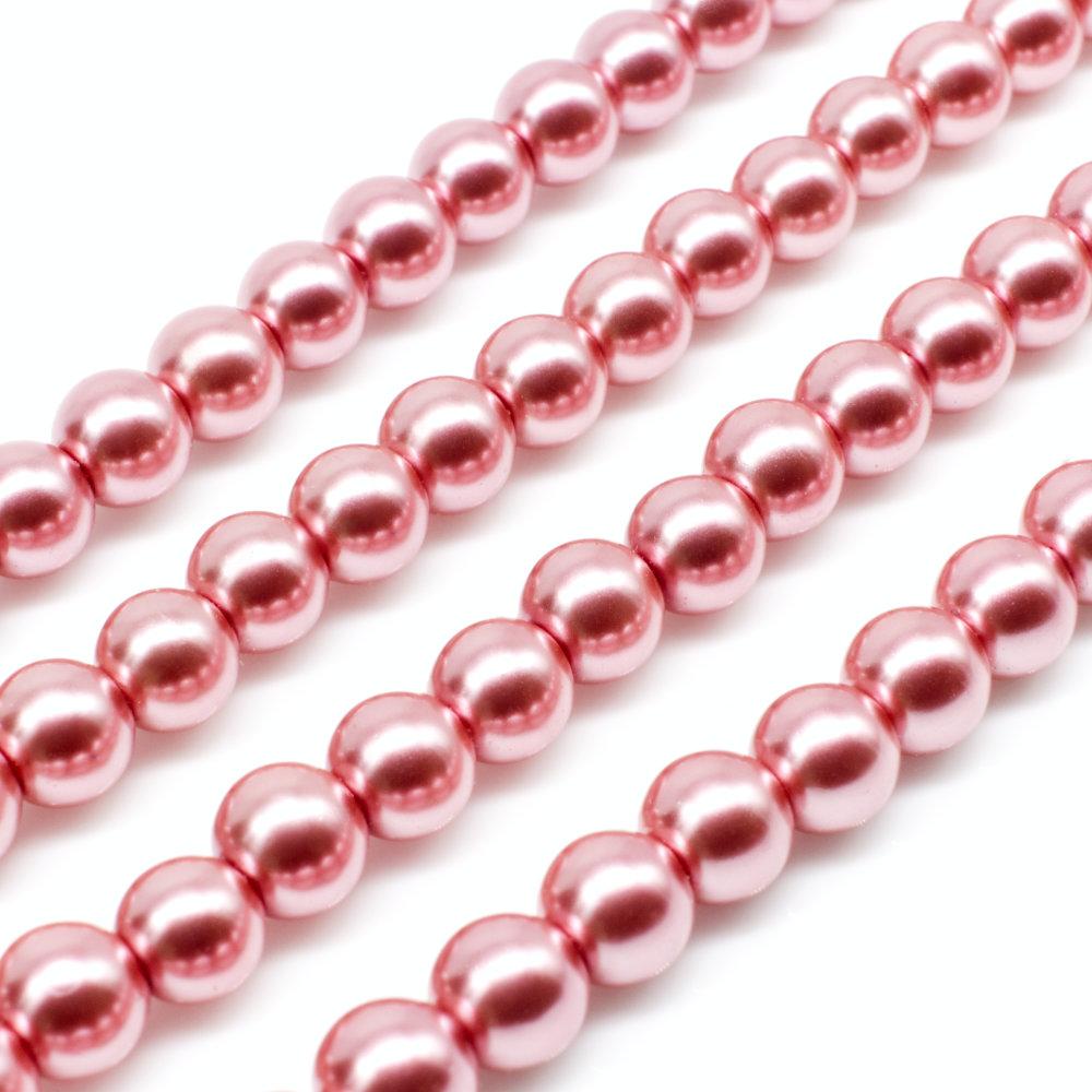 Glass Pearl Round Beads 6mm Watermelon Craft Hobby And Jewellery Supplies Totally Beads 0988