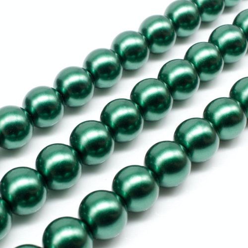 Glass Pearl Round Beads 10mm   Moss Green for jewellery making