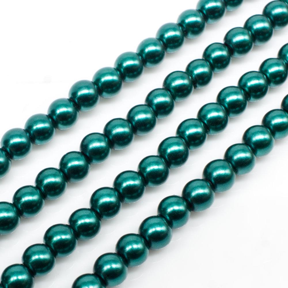 Glass Pearl Round Beads 4mm - Teal